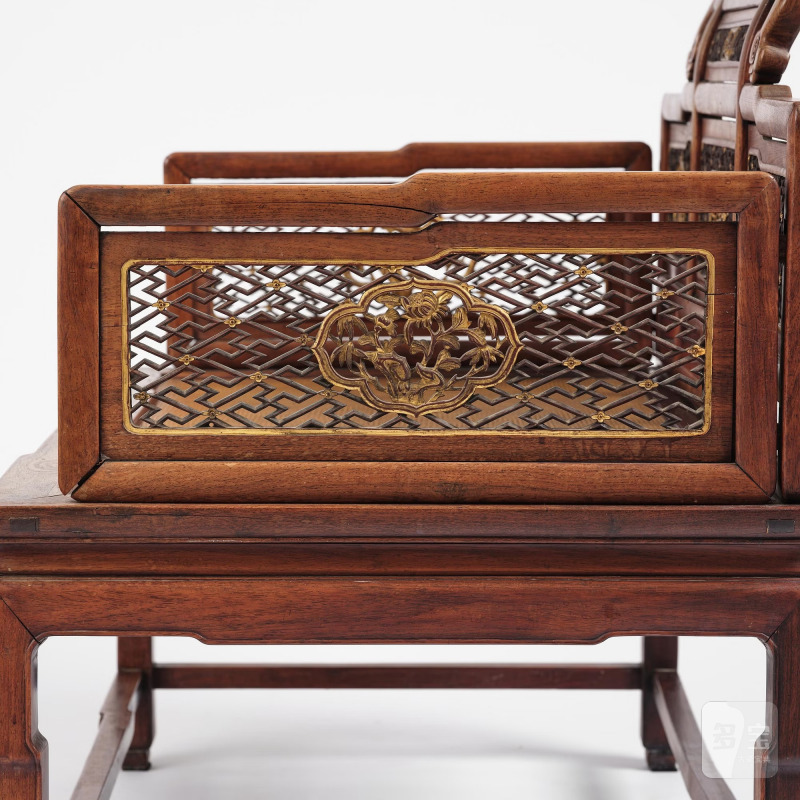 A Chinese hardwood throne chair/day bed, - 图13
